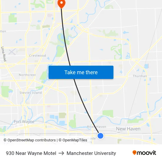 930 Near Wayne Motel to Manchester University map
