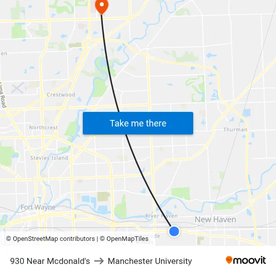 930 Near Mcdonald's to Manchester University map