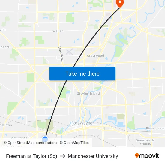 Freeman at Taylor (Sb) to Manchester University map