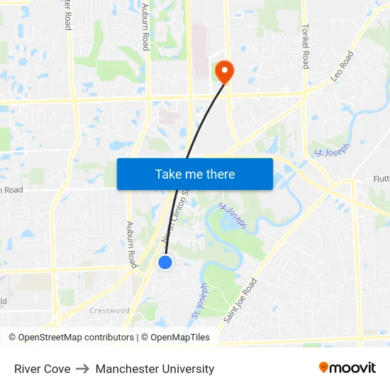 River Cove to Manchester University map
