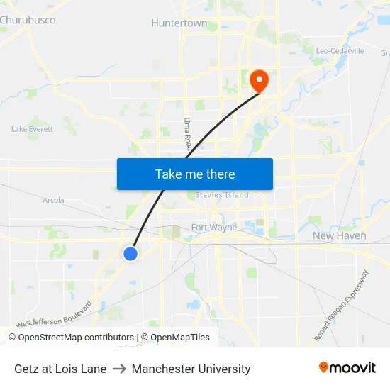 Getz at Lois Lane to Manchester University map
