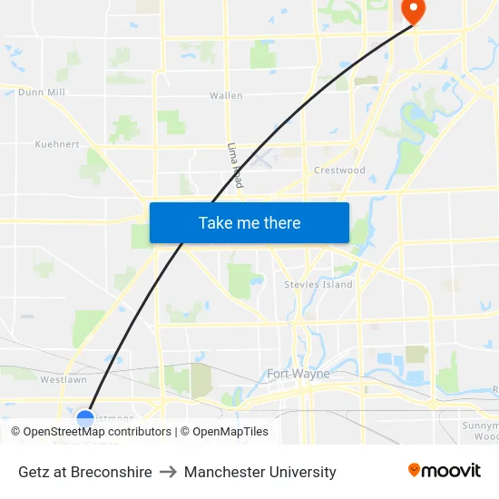 Getz at Breconshire to Manchester University map
