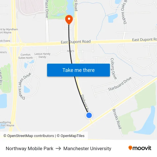Northway Mobile Park to Manchester University map