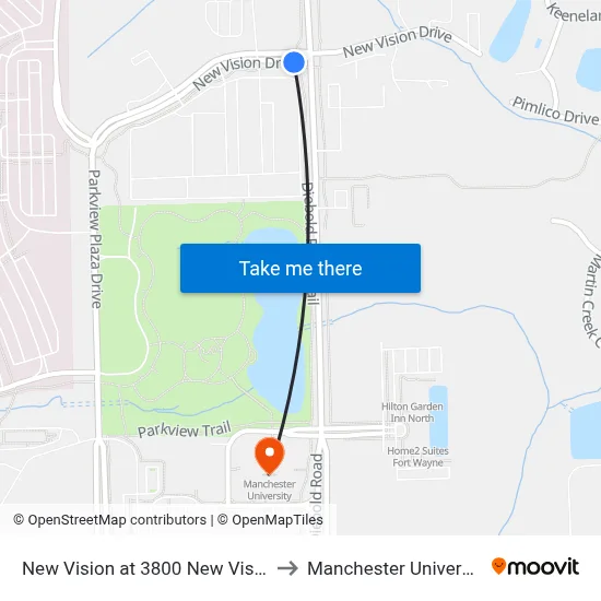 New Vision at 3800 New Vision to Manchester University map