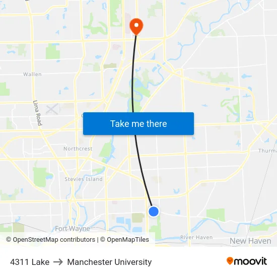 4311 Lake to Manchester University map