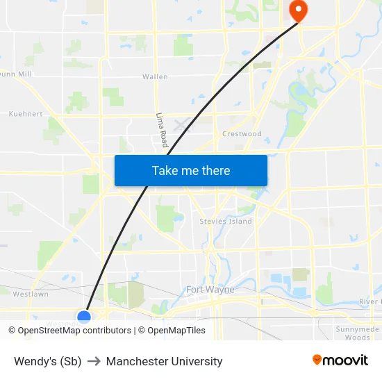Wendy's (Sb) to Manchester University map
