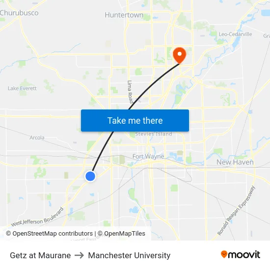 Getz at Maurane to Manchester University map