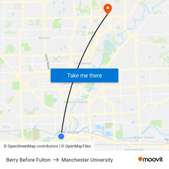 Berry Before Fulton to Manchester University map