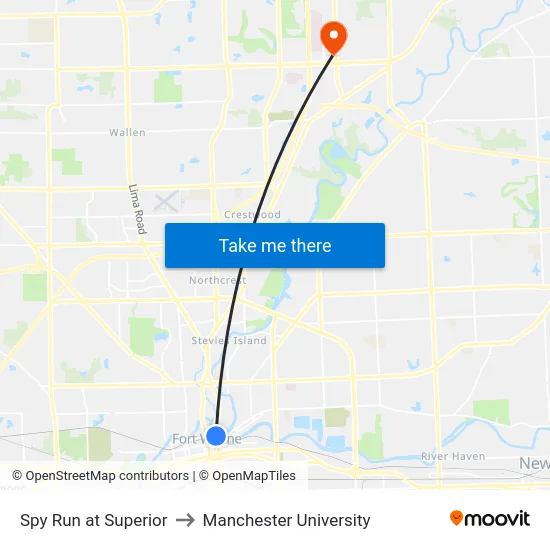 Spy Run at Superior to Manchester University map