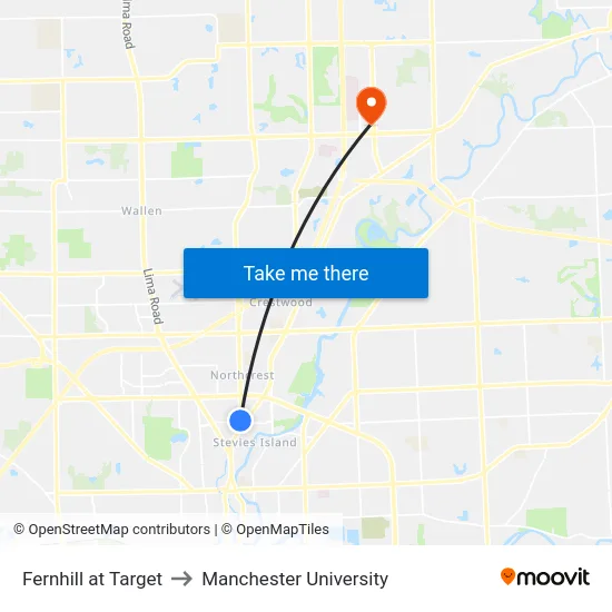 Fernhill at Target to Manchester University map