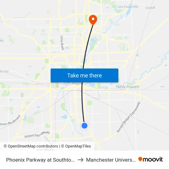 Phoenix Parkway at Southtown to Manchester University map