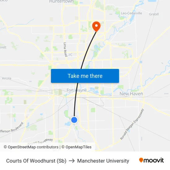 Courts Of Woodhurst (Sb) to Manchester University map