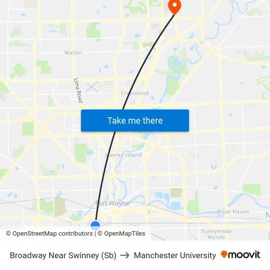 Broadway Near Swinney (Sb) to Manchester University map