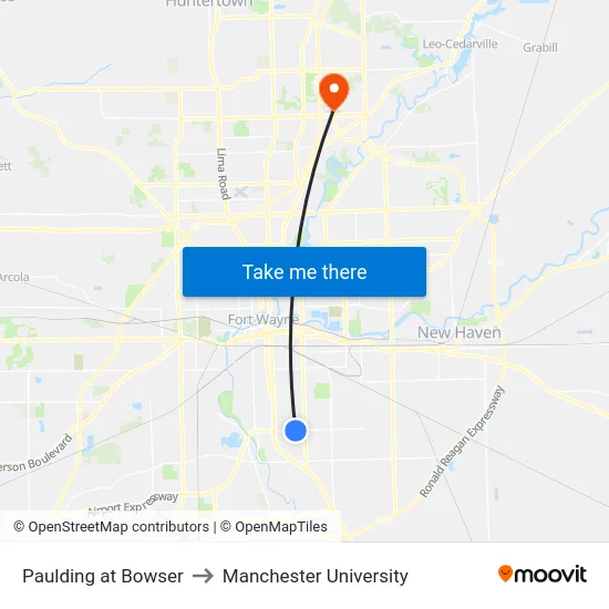 Paulding at Bowser to Manchester University map