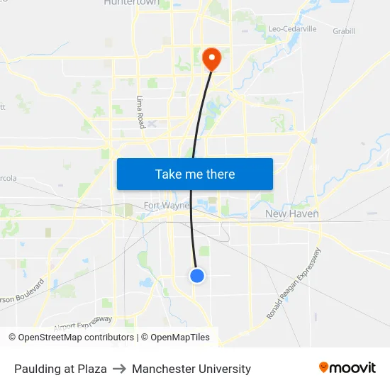 Paulding at Plaza to Manchester University map