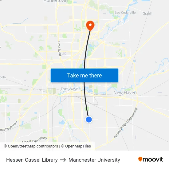 Hessen Cassel Library to Manchester University map