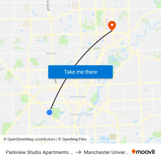 Parkview Studio Apartments (Sb) to Manchester University map