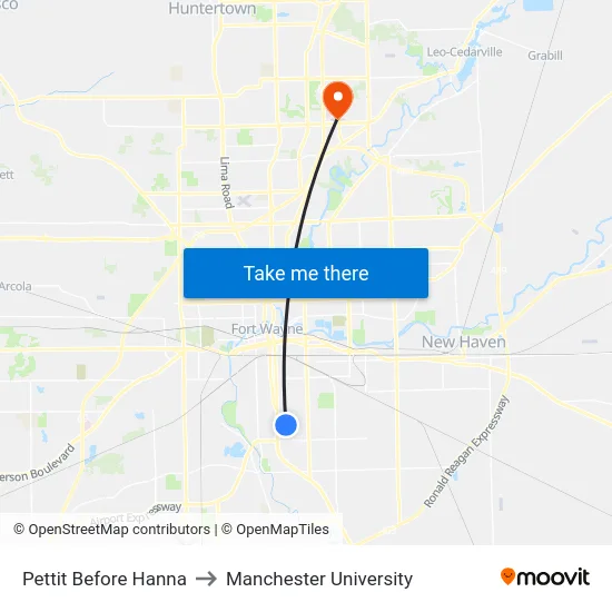 Pettit Before Hanna to Manchester University map
