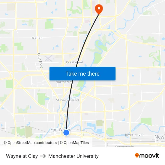 Wayne at Clay to Manchester University map
