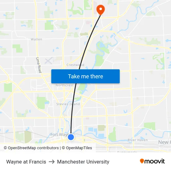 Wayne at Francis to Manchester University map