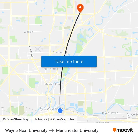 Wayne Near University to Manchester University map
