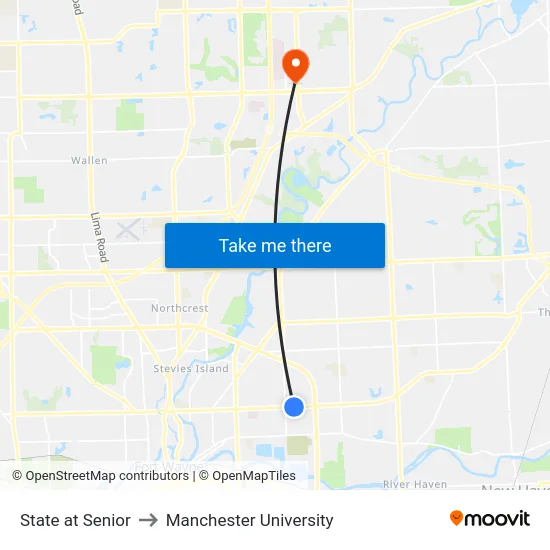 State at Senior to Manchester University map