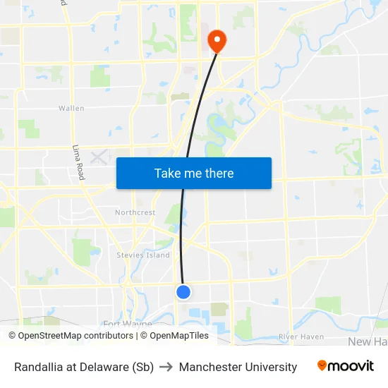 Randallia at Delaware (Sb) to Manchester University map