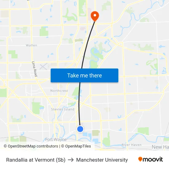 Randallia at Vermont (Sb) to Manchester University map