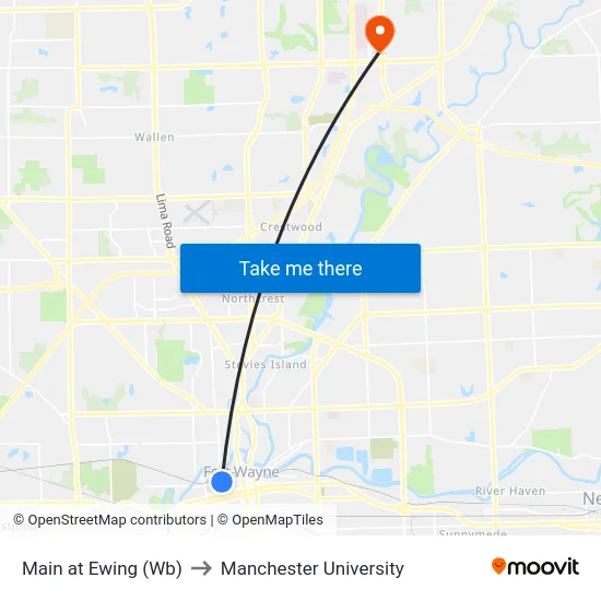 Main at Ewing (Wb) to Manchester University map