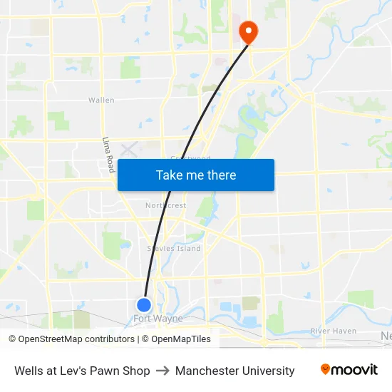 Wells at Lev's Pawn Shop to Manchester University map