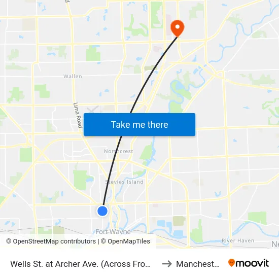 Wells St. at Archer Ave. (Across From Imagine Schools Bus Hut) (Sb) to Manchester University map