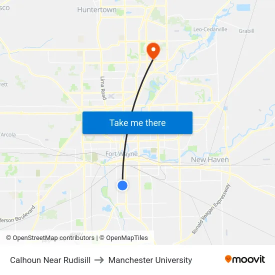 Calhoun Near Rudisill to Manchester University map