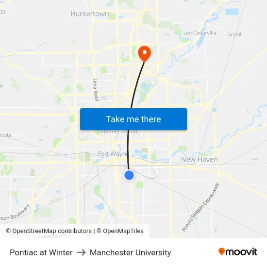Pontiac at Winter to Manchester University map