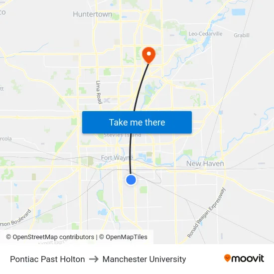 Pontiac Past Holton to Manchester University map