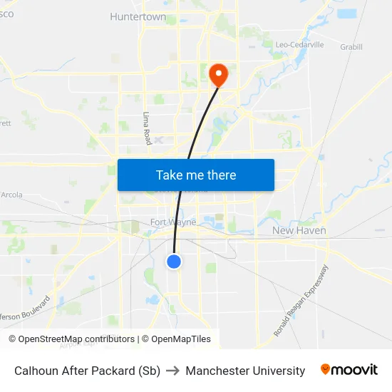 Calhoun After Packard (Sb) to Manchester University map