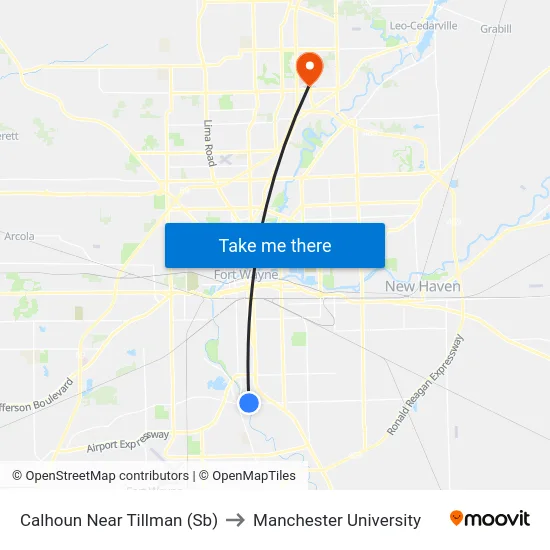 Calhoun Near Tillman (Sb) to Manchester University map