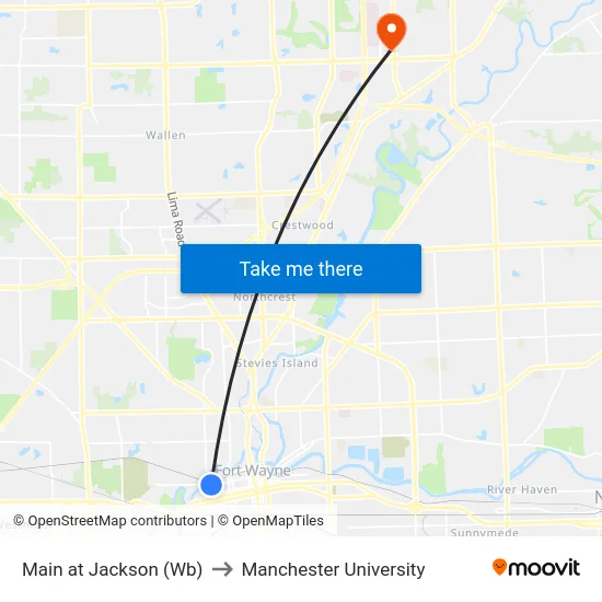 Main at Jackson (Wb) to Manchester University map