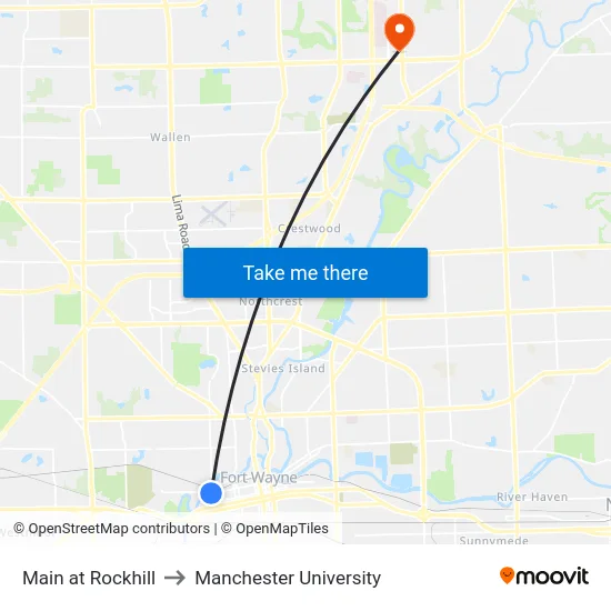 Main at Rockhill to Manchester University map
