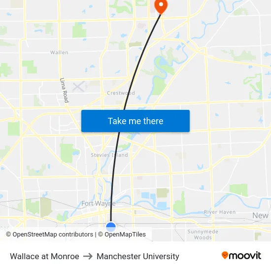 Wallace at Monroe to Manchester University map