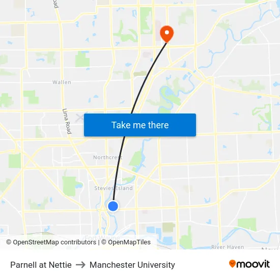 Parnell at Nettie to Manchester University map