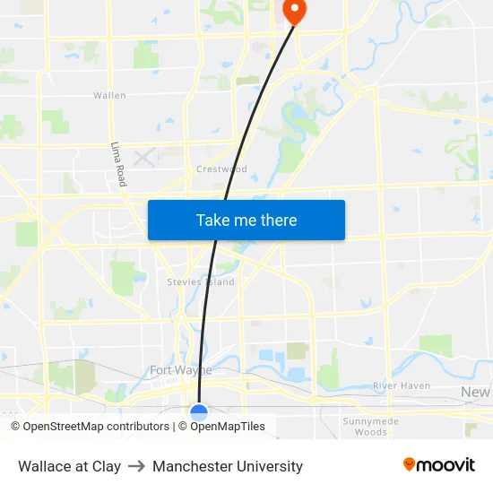 Wallace at Clay to Manchester University map