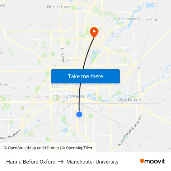 Hanna Before Oxford to Manchester University map