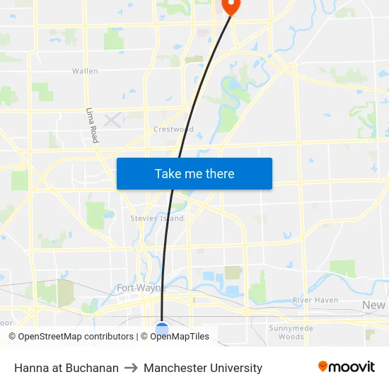 Hanna at Buchanan to Manchester University map