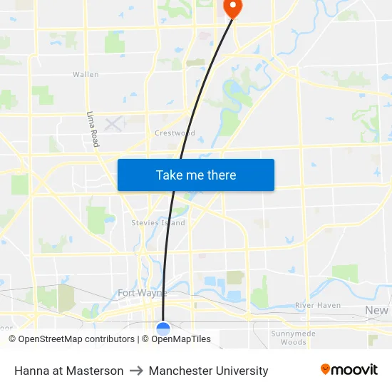 Hanna at Masterson to Manchester University map