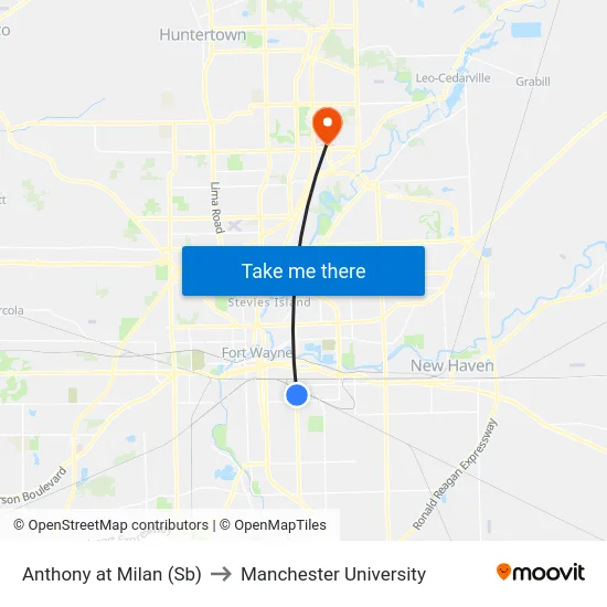 Anthony at Milan (Sb) to Manchester University map
