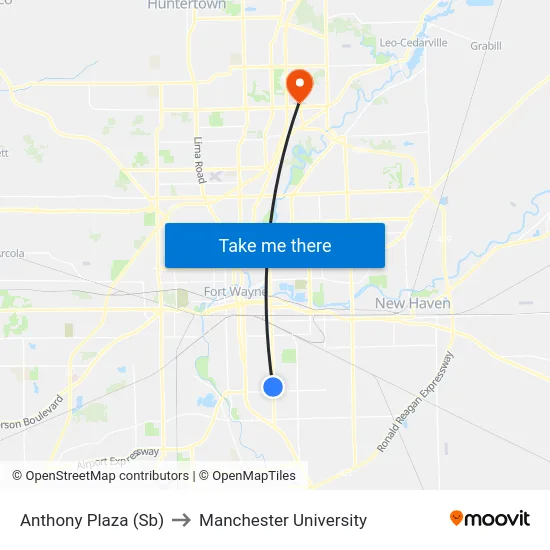Anthony Plaza (Sb) to Manchester University map