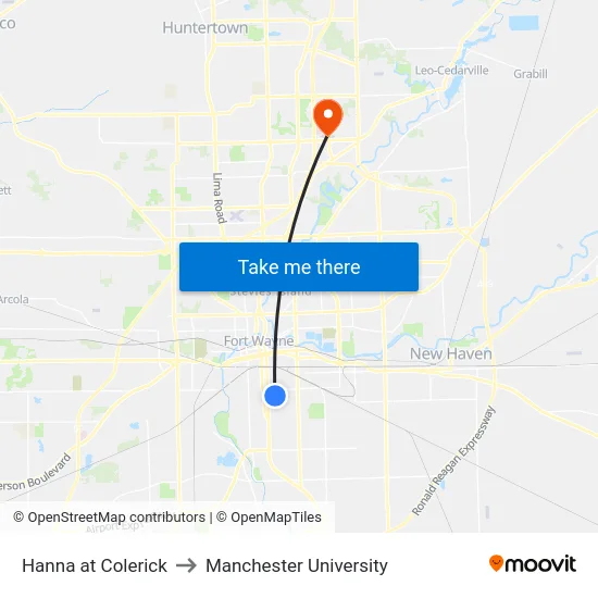 Hanna at Colerick to Manchester University map