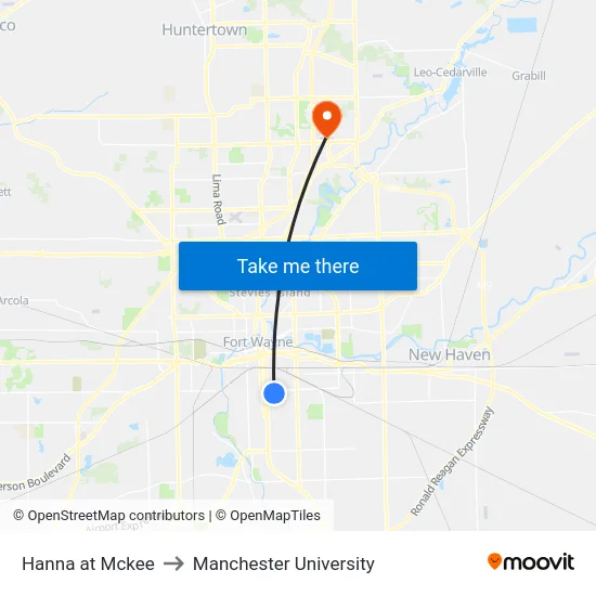 Hanna at Mckee to Manchester University map