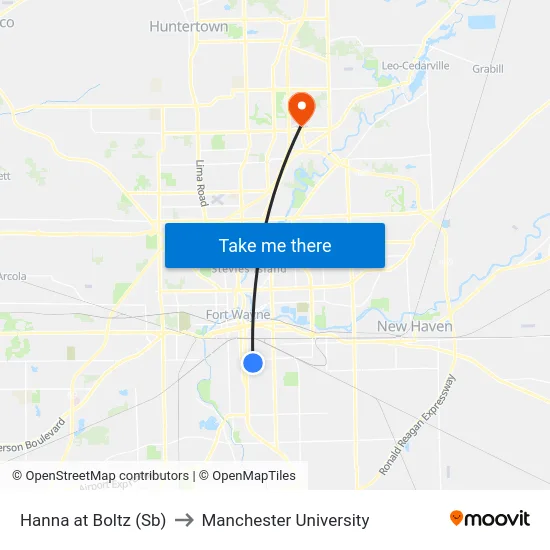 Hanna at Boltz (Sb) to Manchester University map