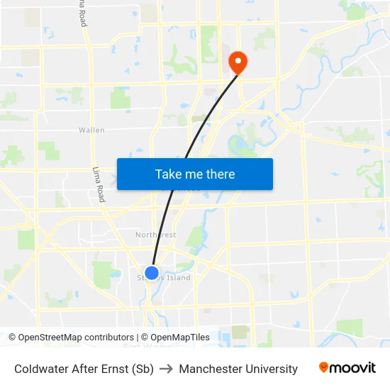 Coldwater After Ernst (Sb) to Manchester University map